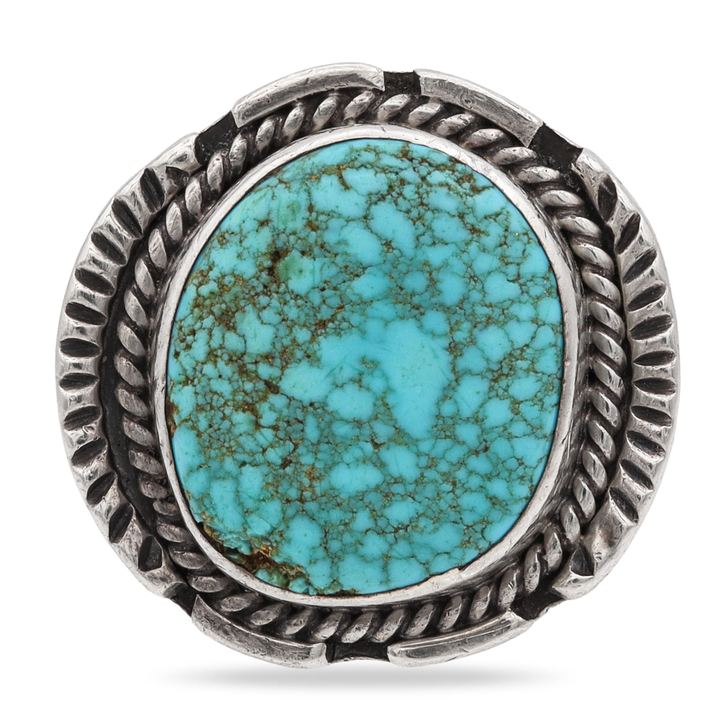 Vintage Native American Southwestern Sterling Silver Turquoise Ring