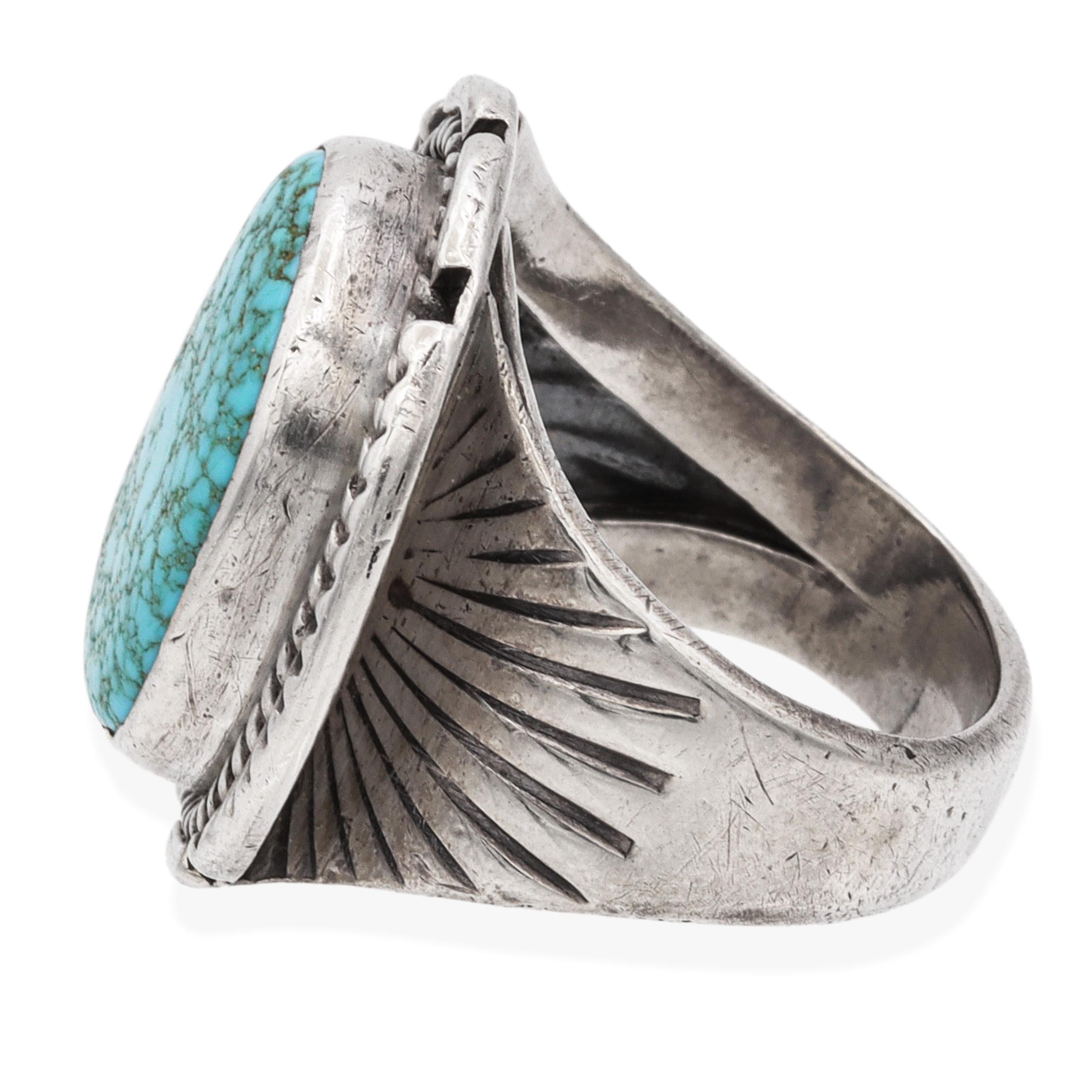 Vintage Native American Southwestern Sterling Silver Turquoise Ring