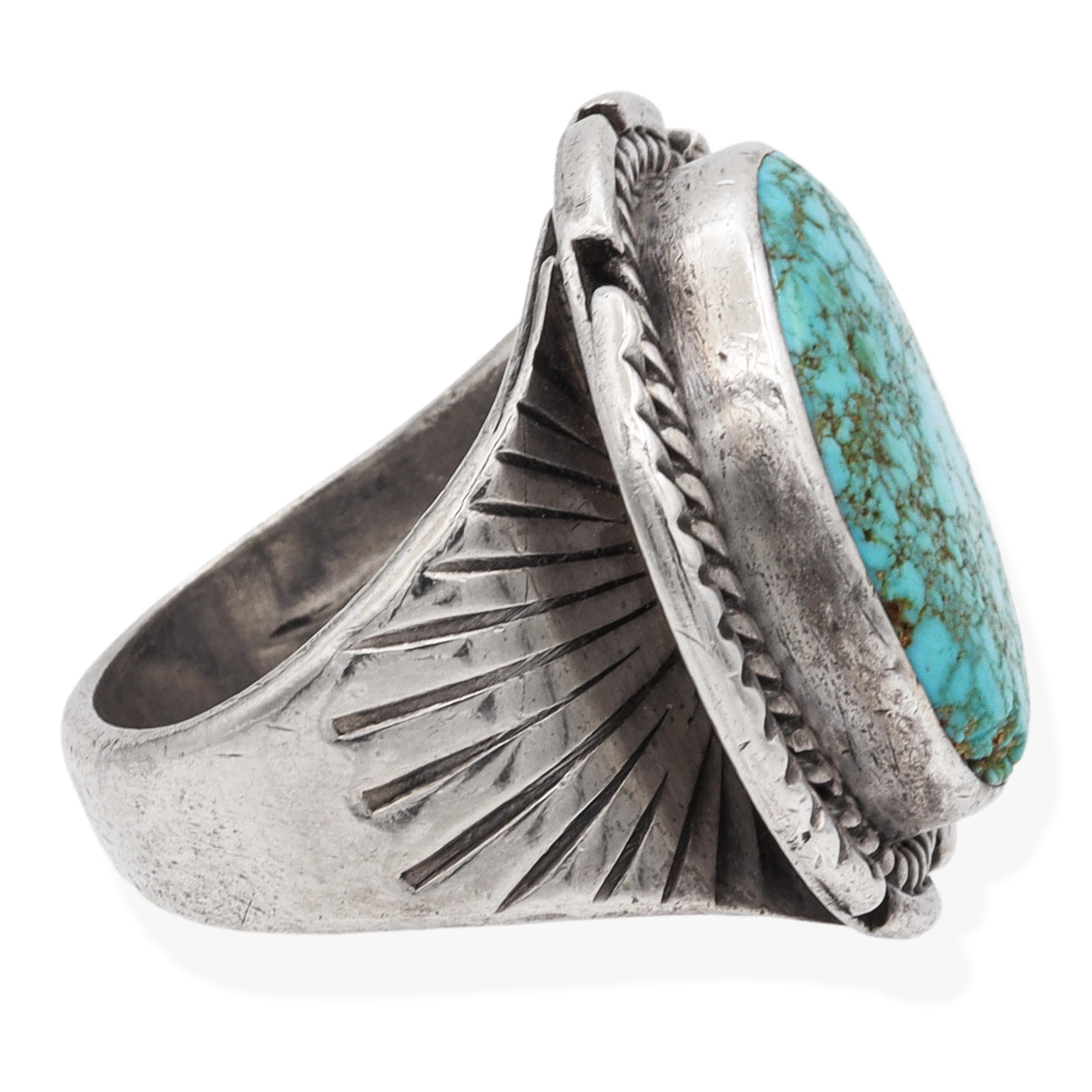 Vintage Native American Southwestern Sterling Silver Turquoise Ring
