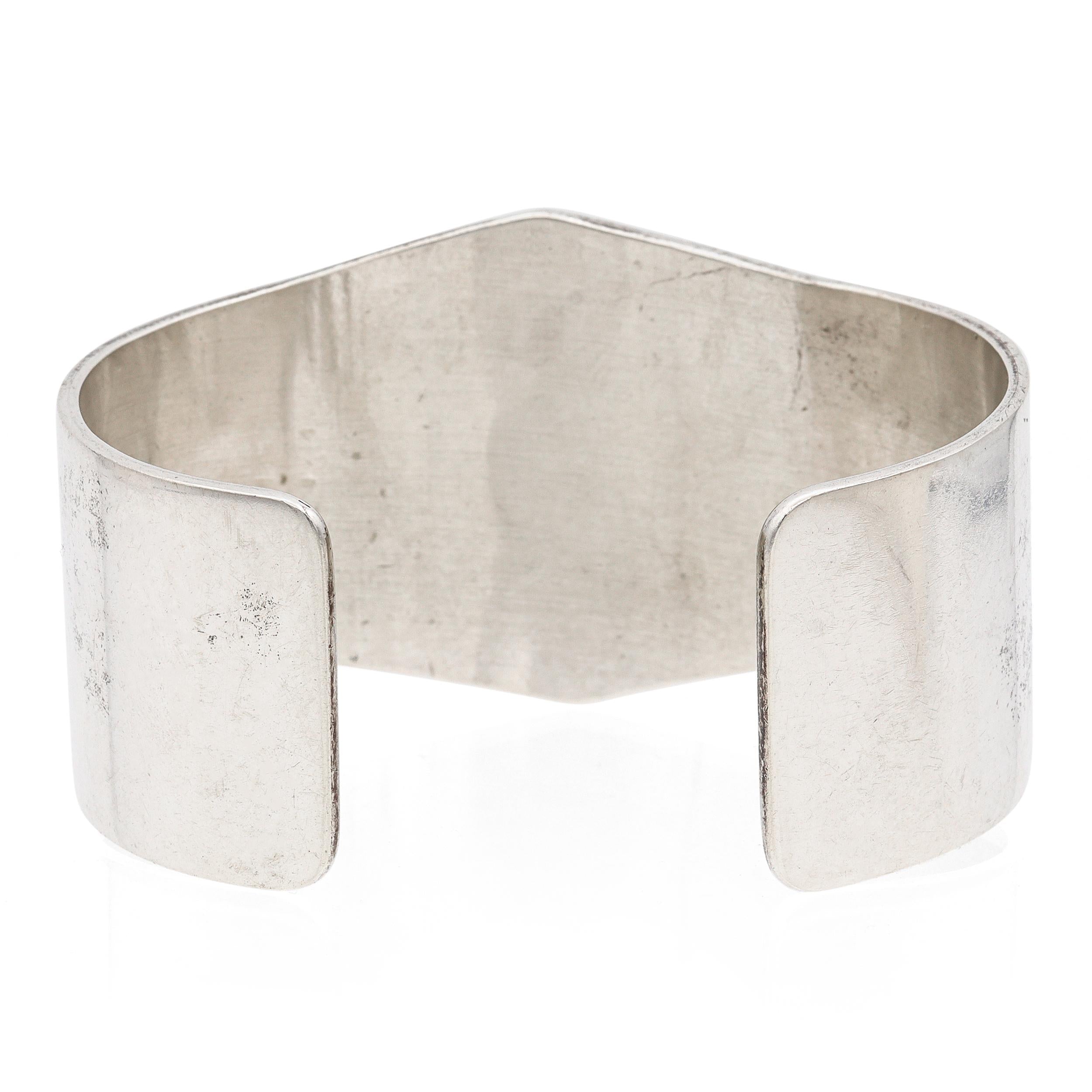 Vintage Zuni F.L. Natachu Signed Sterling Silver Multi-Stone Inlay Cuff Bracelet