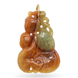 Vintage Carved Mottled Jade Monkey & Gourd Pendant