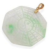 Vintage 14K Yellow Gold Carved Mottled Jade Buddha Pendant