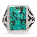 Vintage Southwestern Sterling Silver Turquoise Signet Ring