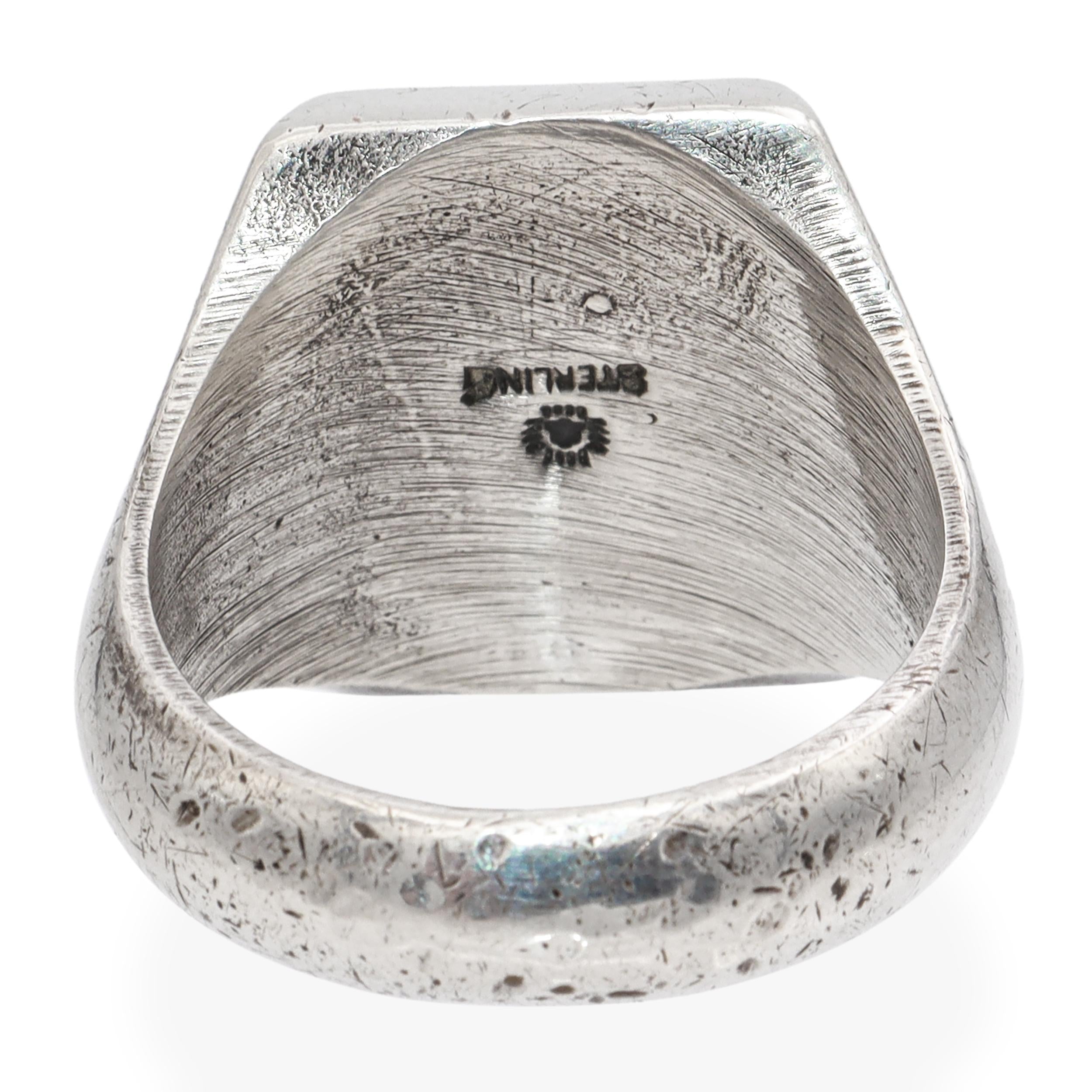 Vintage Southwestern Sterling Silver Turquoise Signet Ring