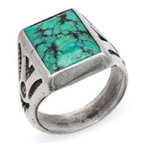 Vintage Southwestern Sterling Silver Turquoise Signet Ring
