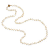 Vintage 14K Yellow Gold Pearl Beaded Strand Necklace with Diamond Clasp