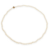 Vintage 14K Yellow Gold Pearl Beaded Strand Necklace with Diamond Clasp