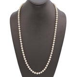 Vintage 14K Yellow Gold Pearl Beaded Strand Necklace with Diamond Clasp