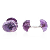 Vintage 18K White Gold Amethyst Cabochon Cufflinks