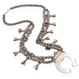 Vintage Navajo Southwestern Sterling Silver Turquoise Squash Blossom Necklace