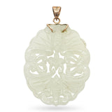 Vintage 10K Yellow Gold Carved Jade Bat Pendant