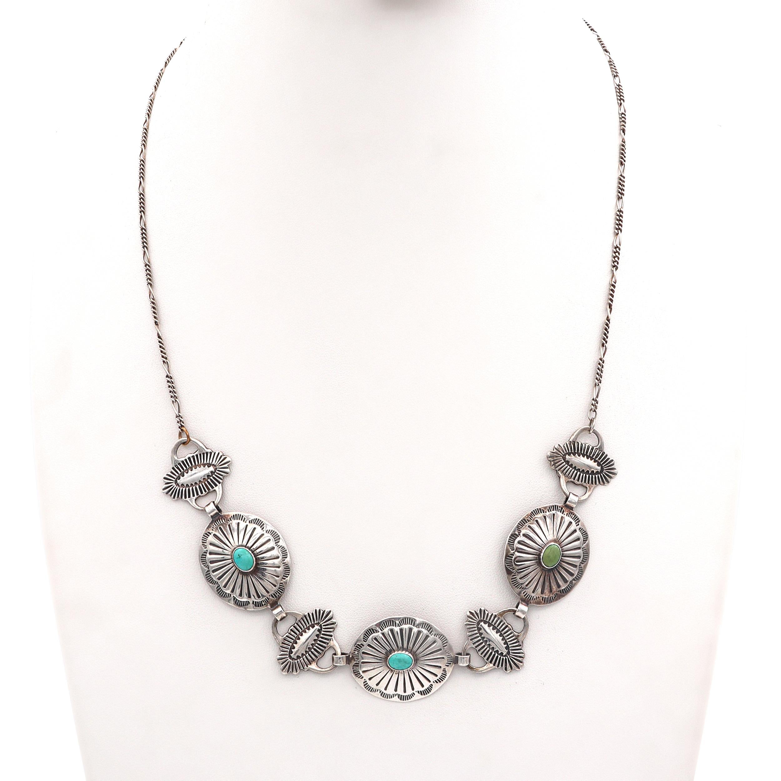 Vintage Native American Southwestern Sterling Silver Turquoise Necklace