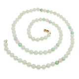 Vintage Ming's 14k Yellow Gold Filled Jade & Rose Quartz Beaded Strand Necklace