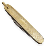 Vintage 10K Yellow Gold Engraved Handle & Dual Folding Blades Pocket Knife