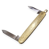 Vintage 10K Yellow Gold Engraved Handle & Dual Folding Blades Pocket Knife