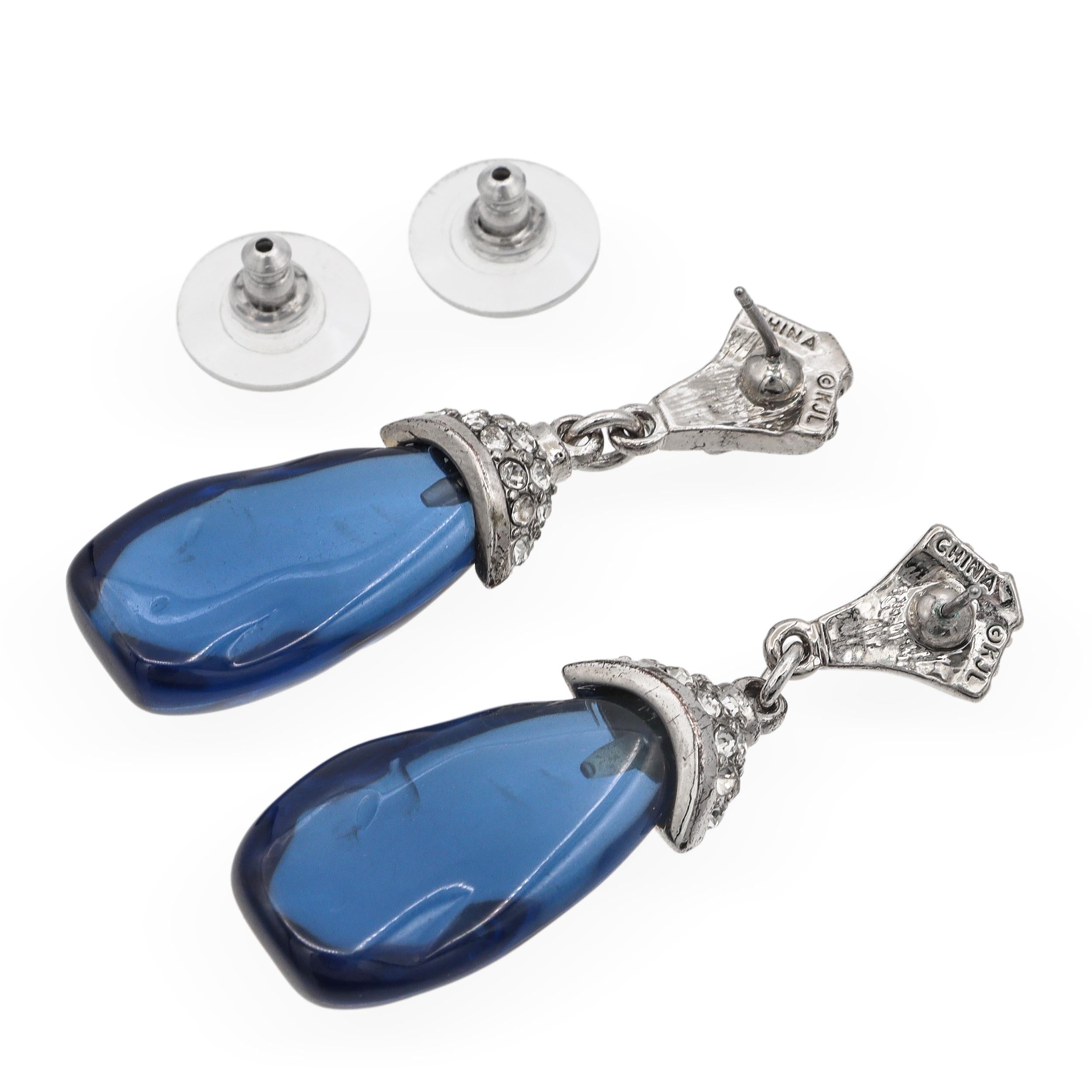 Vintage Kenneth Jay Lane KJL Rhinestone Dangle Drop Earrings