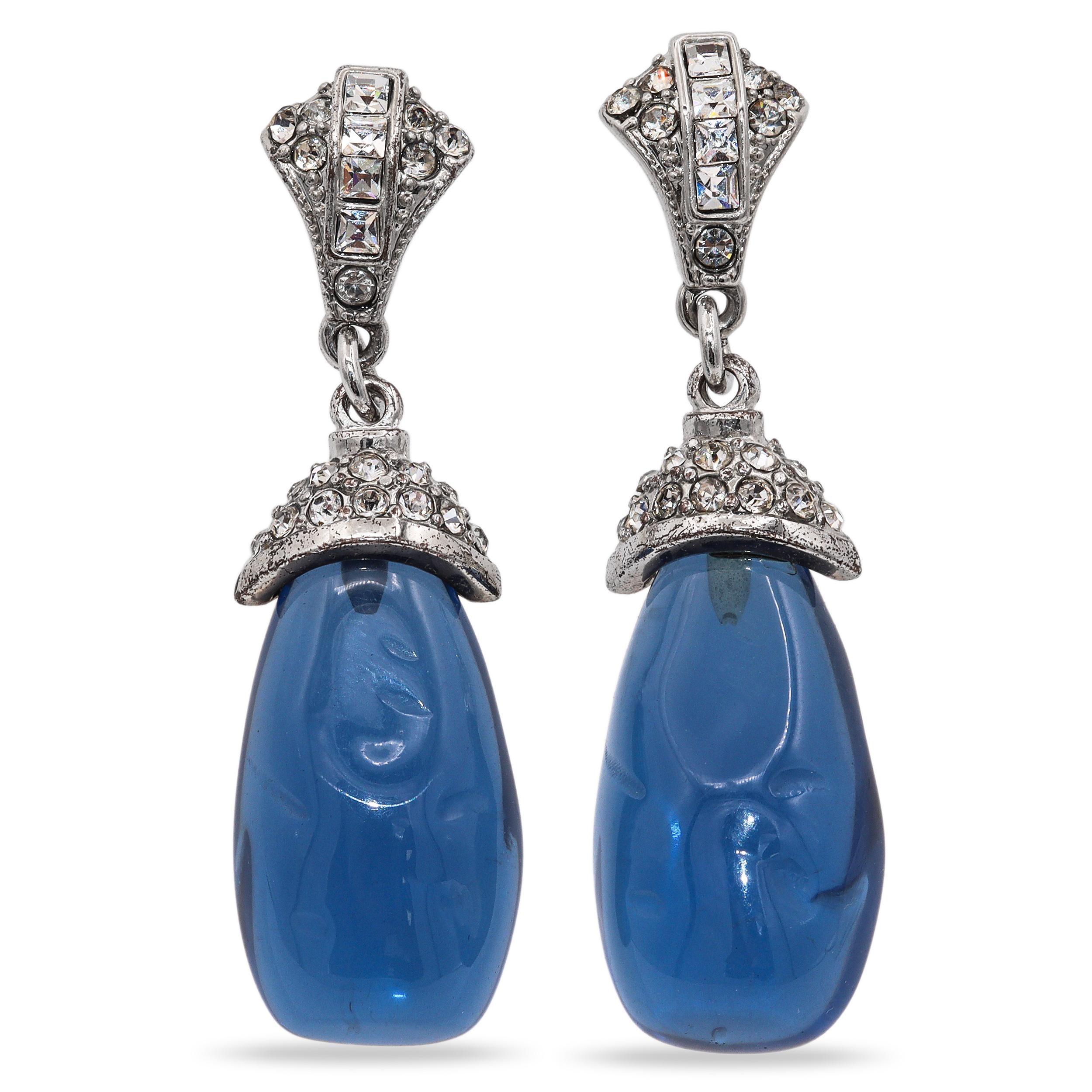 Vintage Kenneth Jay Lane KJL Rhinestone Dangle Drop Earrings