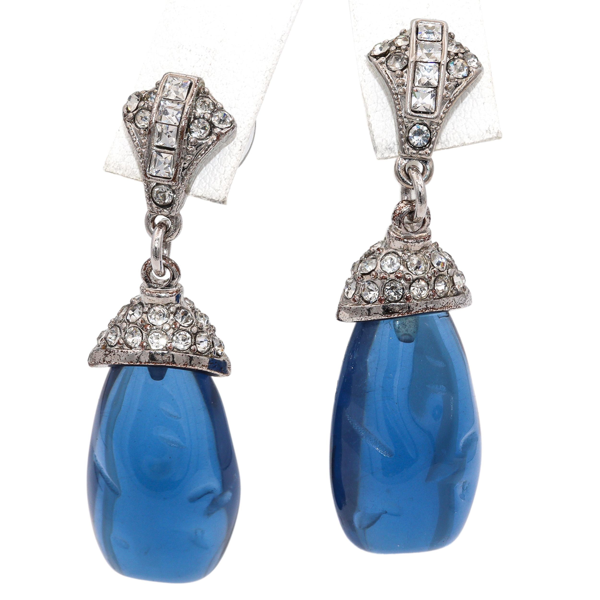 Vintage Kenneth Jay Lane KJL Rhinestone Dangle Drop Earrings