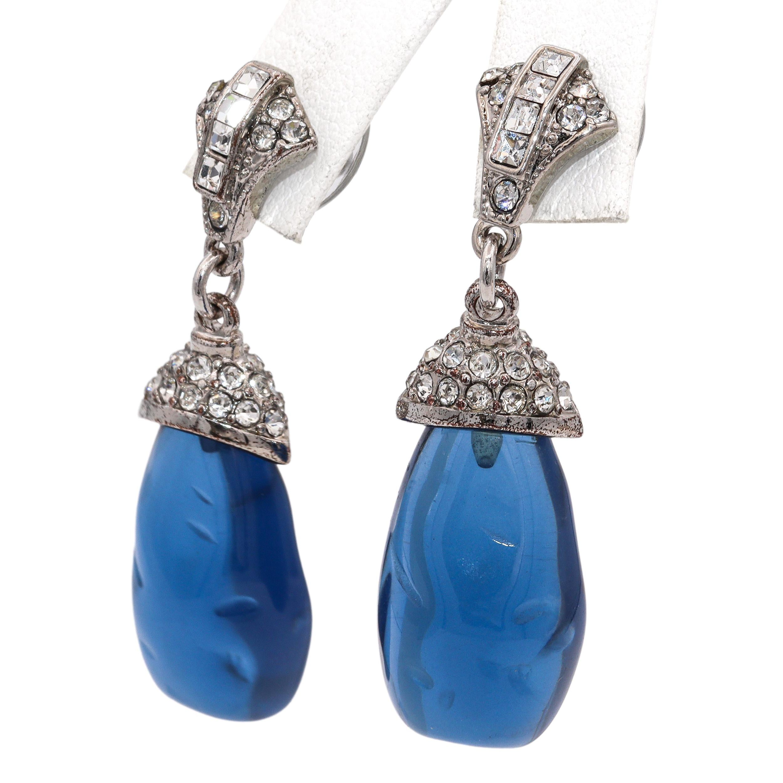 Vintage Kenneth Jay Lane KJL Rhinestone Dangle Drop Earrings