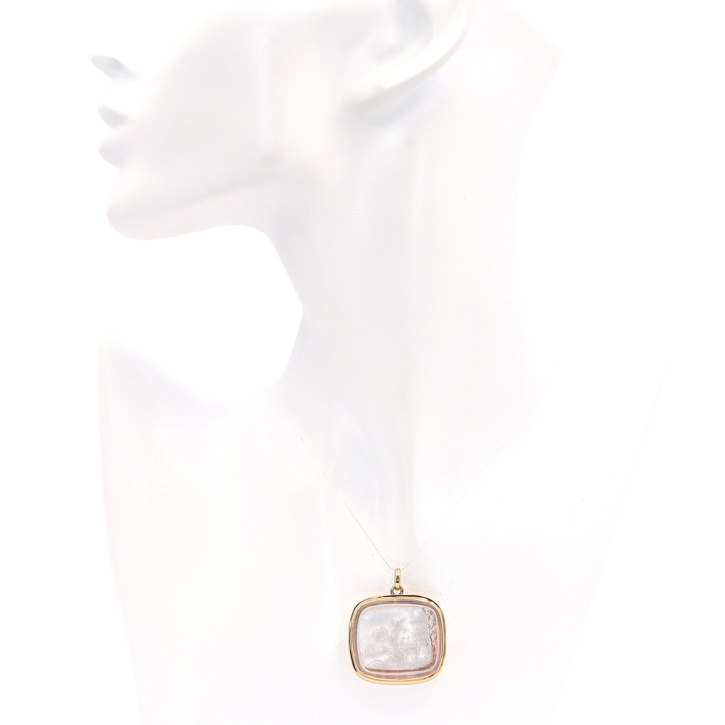 Vintage 14K Gold Mounted Tassie Glass Intaglio Pendant