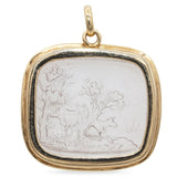 Vintage 14K Gold Mounted Tassie Glass Intaglio Pendant