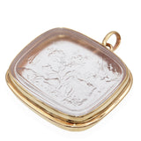 Vintage 14K Gold Mounted Tassie Glass Intaglio Pendant