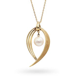 Vintage Mikimoto 14K Yellow Gold Pearl Pendant Necklace