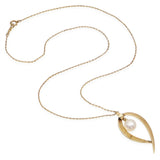 Vintage Mikimoto 14K Yellow Gold Pearl Pendant Necklace