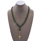 Vintage 8k Yellow Gold & Nephrite Jade Prayer Bead Necklace