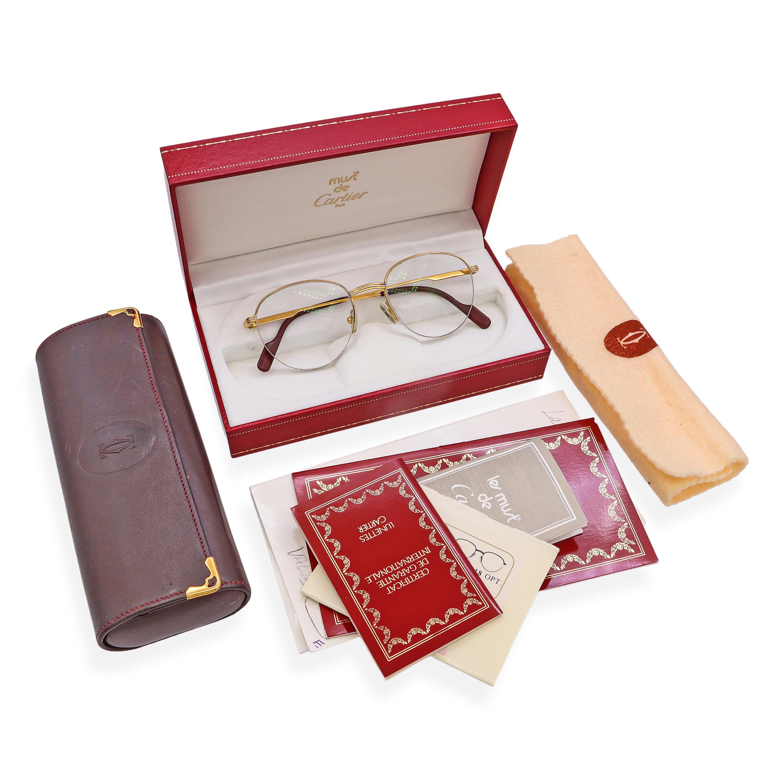 Vintage must de Cartier Gold Vermeil Eyeglasses Ref. T8100166