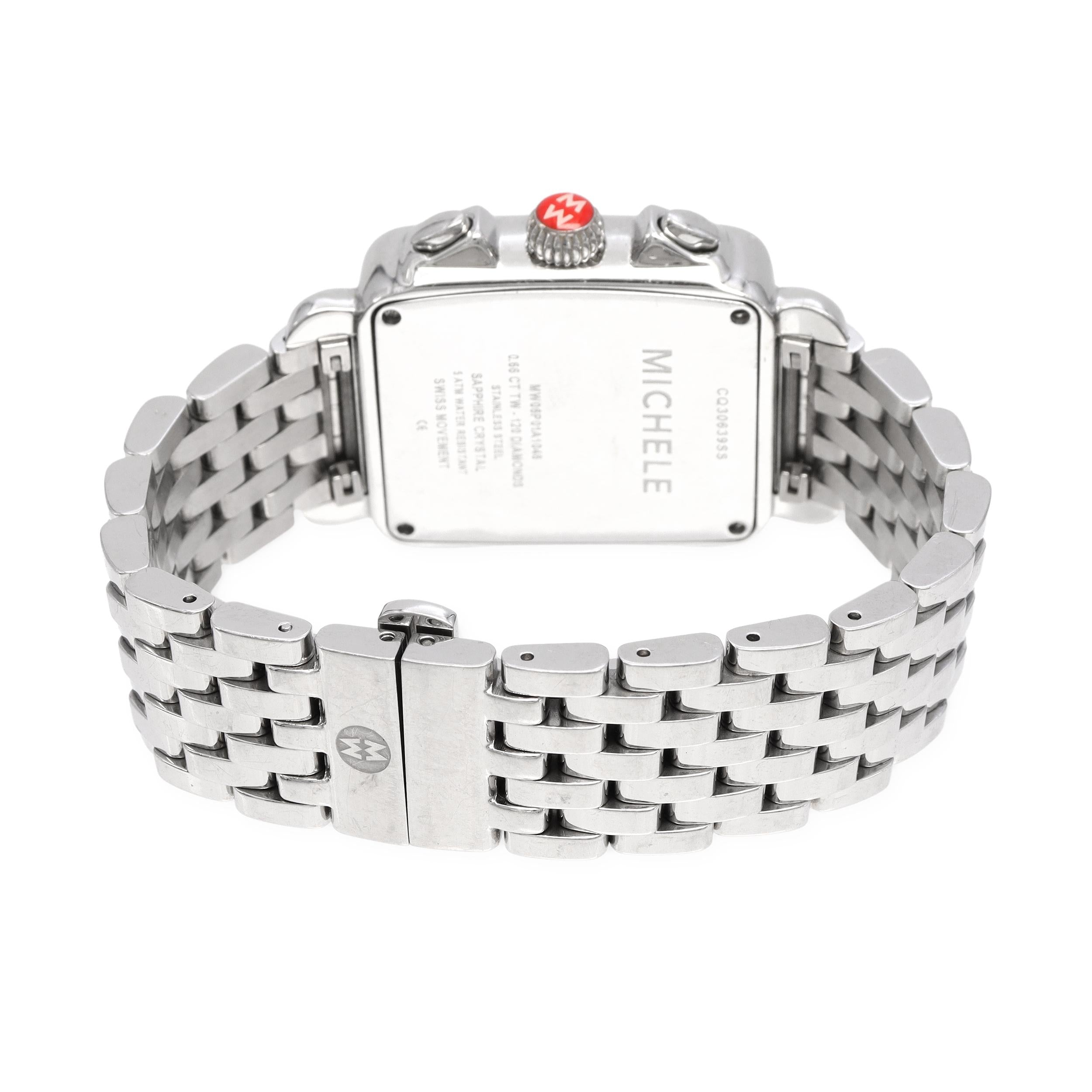 Michele Deco Diamond Bezel Stainless Chronograph Quartz Watch MW06P01A1046