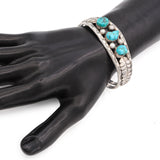 Vintage Native American Southwestern Sterling Silver Turquoise Cuff Bracelet