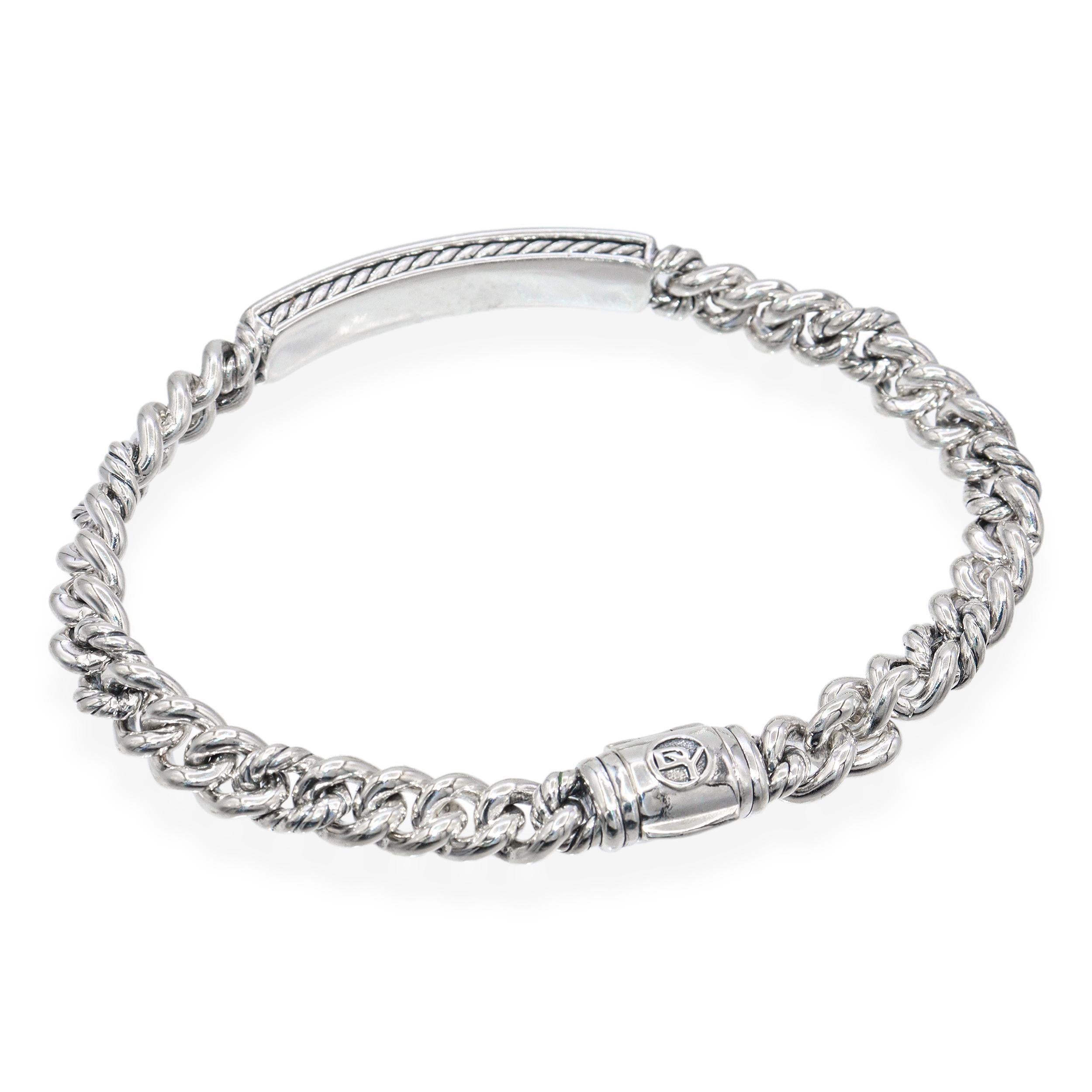 David Yurman Sterling Silver Love Curb Link ID Bracelet
