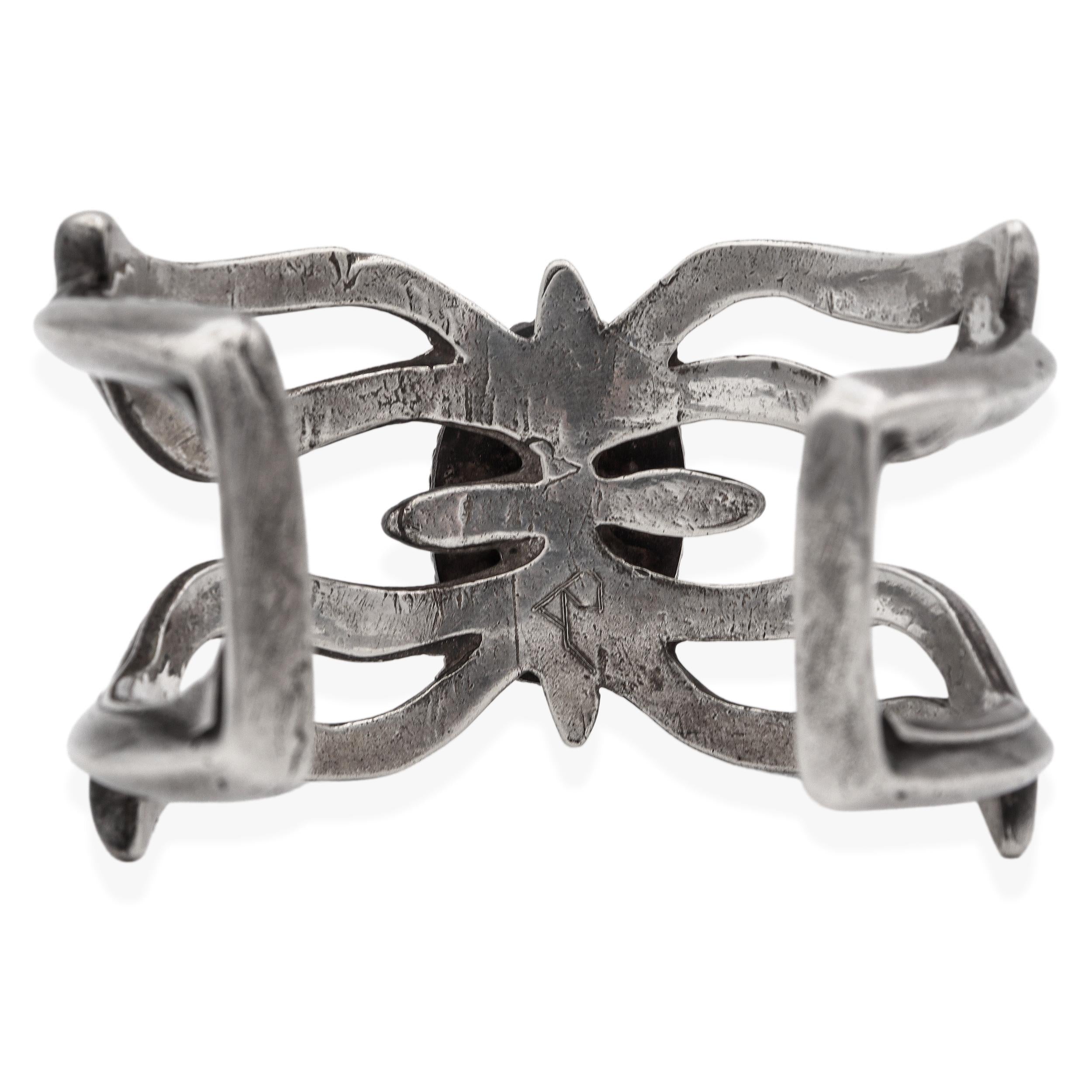 Vintage Native American Southwestern Sterling Silver Turquoise Cuff Bracelet