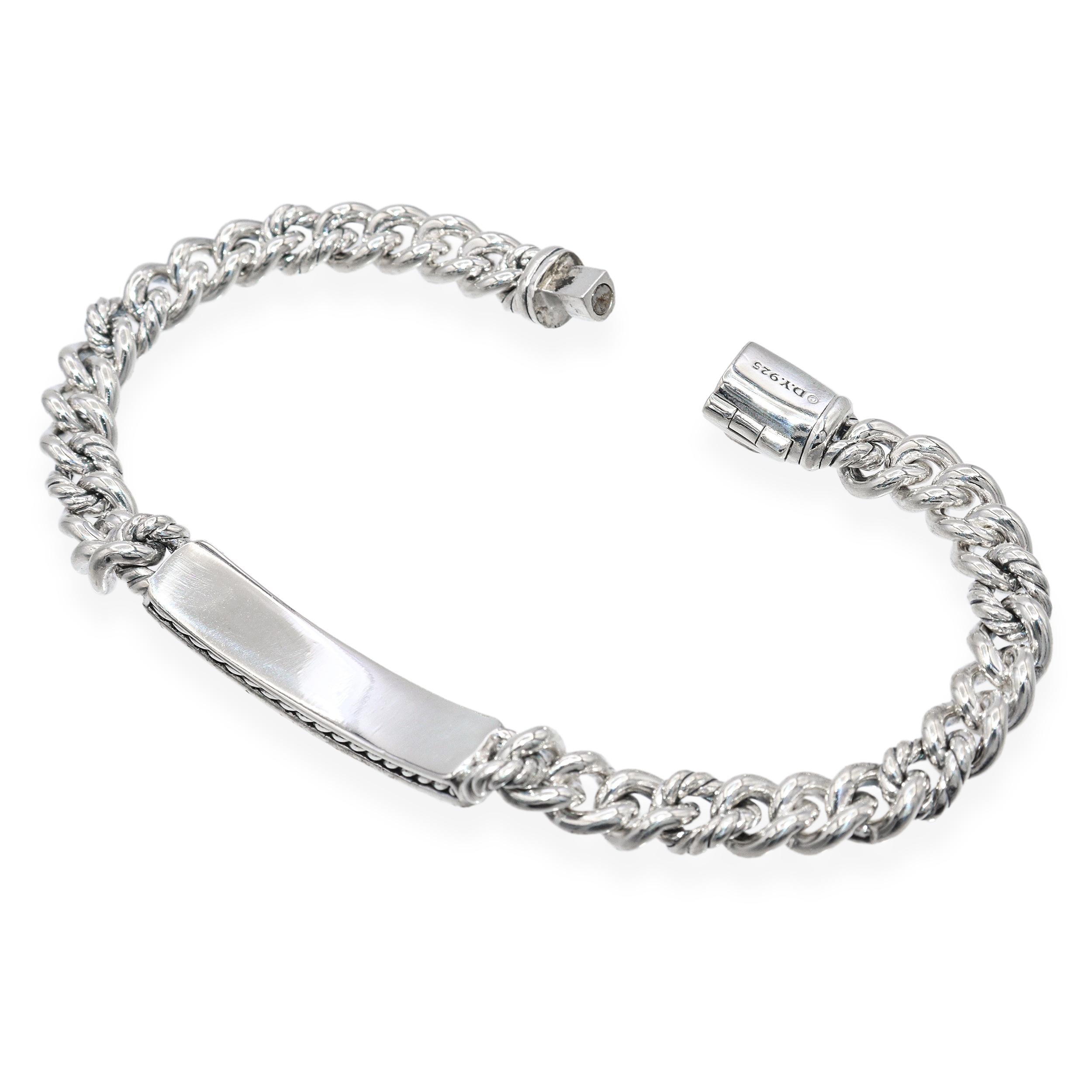 David Yurman Sterling Silver Love Curb Link ID Bracelet