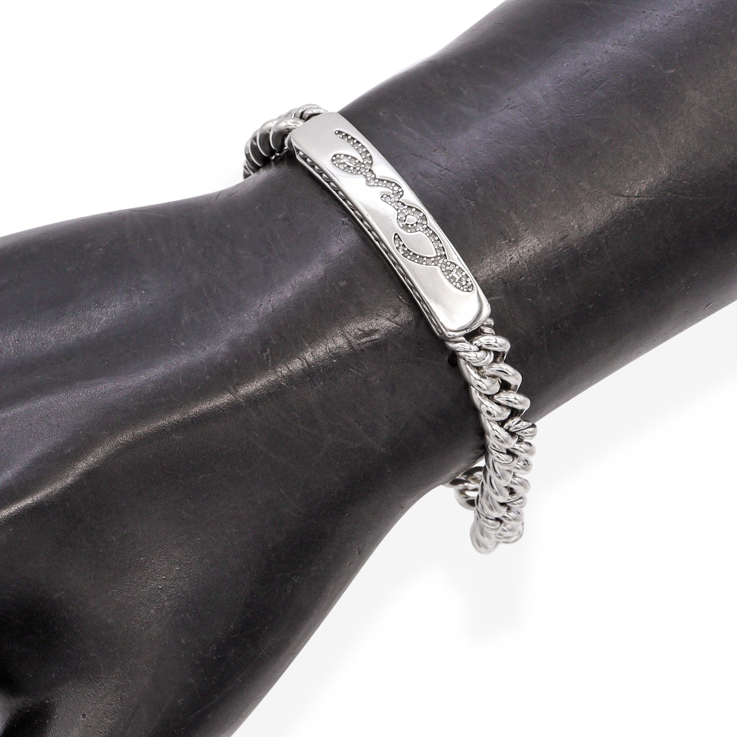 David Yurman Sterling Silver Love Curb Link ID Bracelet
