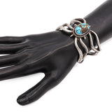 Vintage Native American Southwestern Sterling Silver Turquoise Cuff Bracelet