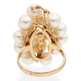 Vintage 14K Yellow Gold Akoya Pearl Cluster Cocktail Ring
