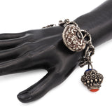 Antique Etruscan Revival 800 Silver Multi-Stone Charm Bracelet