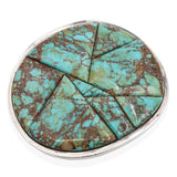 Vintage Southwestern Artist Signed Sterling Silver Turquoise Inlay Belt Buckle