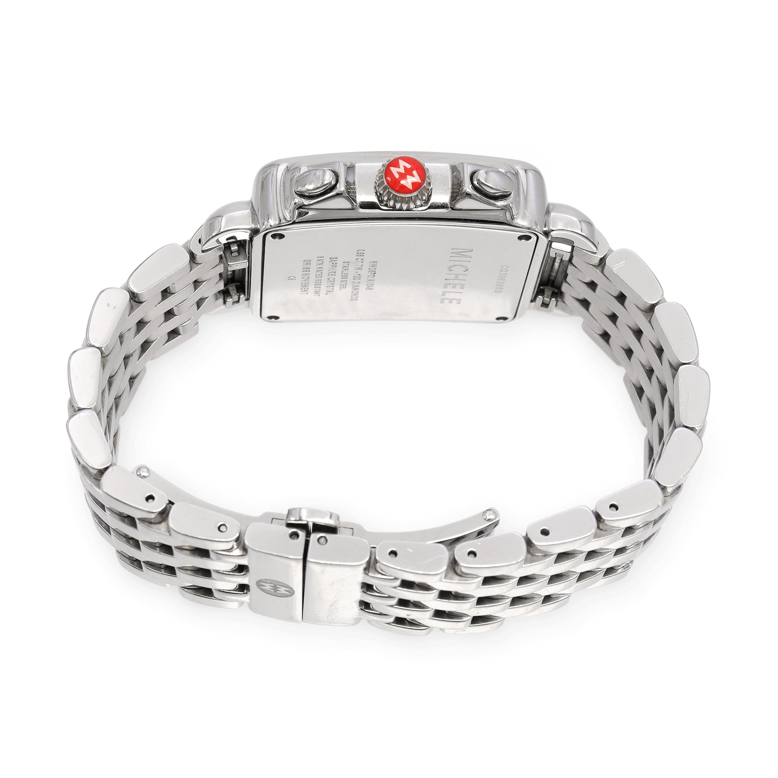 Michele Deco Diamond Bezel Stainless Chronograph Quartz Watch MW06P01A1046