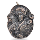 Henryk Winograd Pure .999 Silver Repoussé Japanese Geisha Pendant