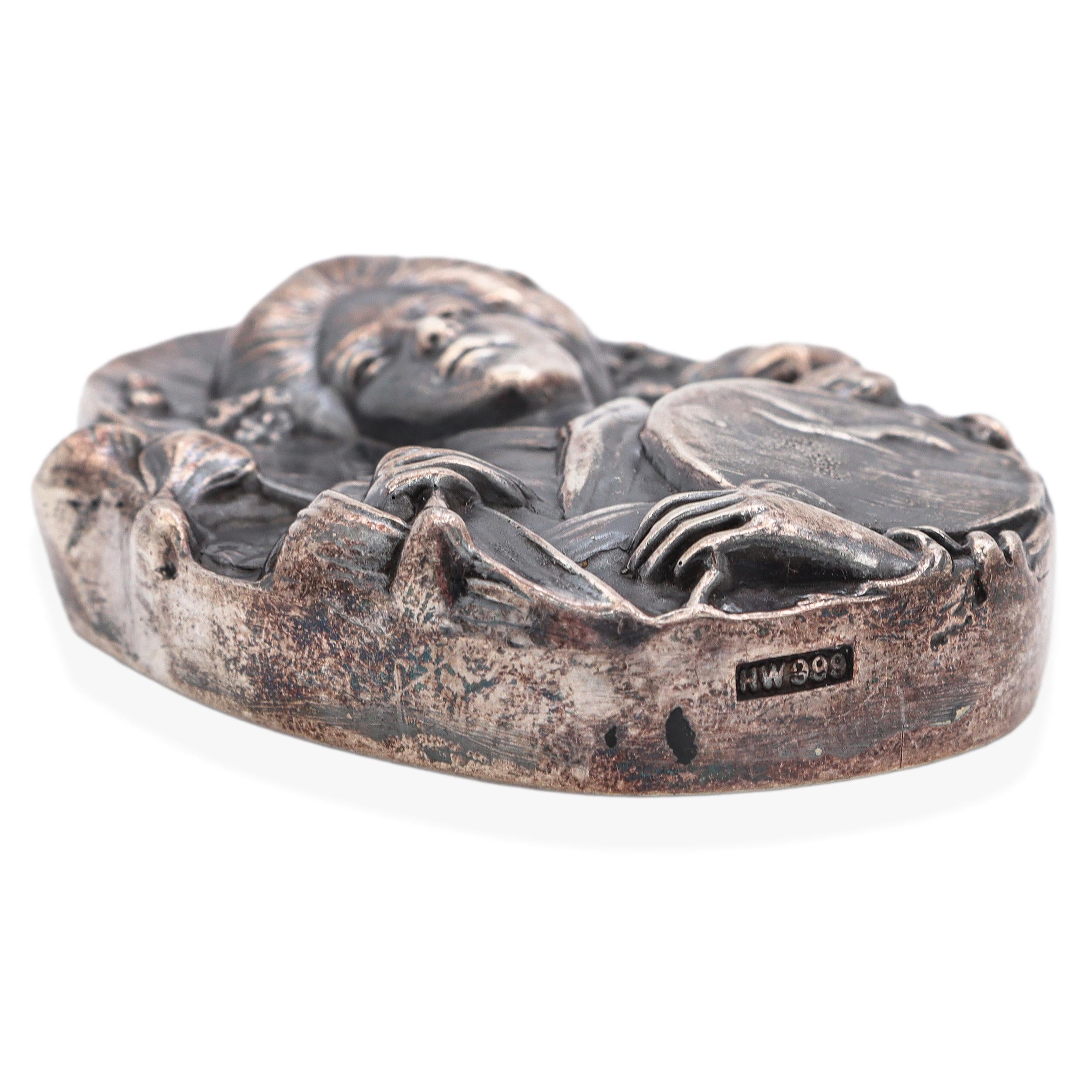 Henryk Winograd Pure .999 Silver Repoussé Japanese Geisha Pendant