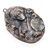 Henryk Winograd Pure .999 Silver Repoussé Japanese Geisha Pendant