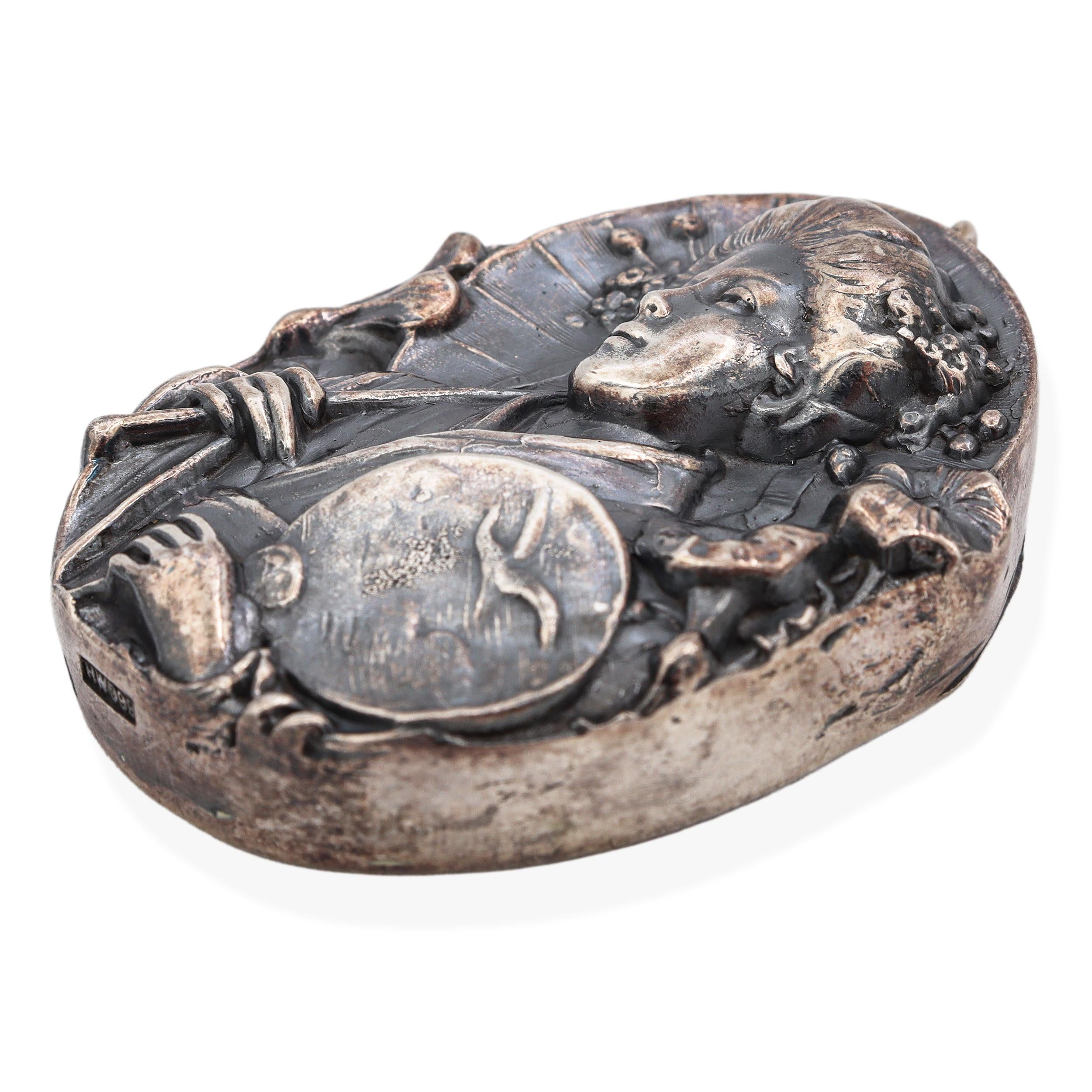 Henryk Winograd Pure .999 Silver Repoussé Japanese Geisha Pendant