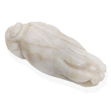 Vintage Chinese Hand Carved White Jade Mythical Creature on Finger Citron