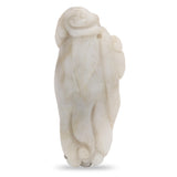 Vintage Chinese Hand Carved White Jade Mythical Creature on Finger Citron