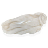Vintage Chinese Hand Carved White Jade Mythical Creature on Finger Citron