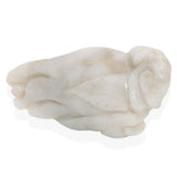 Vintage Chinese Hand Carved White Jade Mythical Creature on Finger Citron