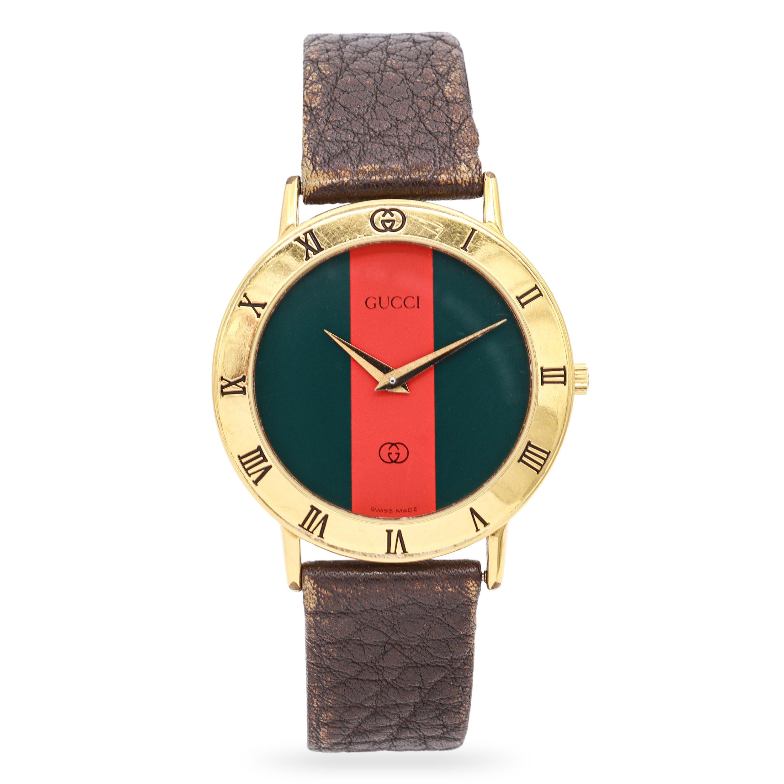 Gucci 3000M Gold Plated Sherry Line Quartz Men's Watch